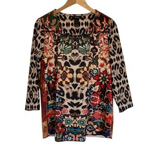 Ali Miles Colorful Floral and Animal Print Tunic
